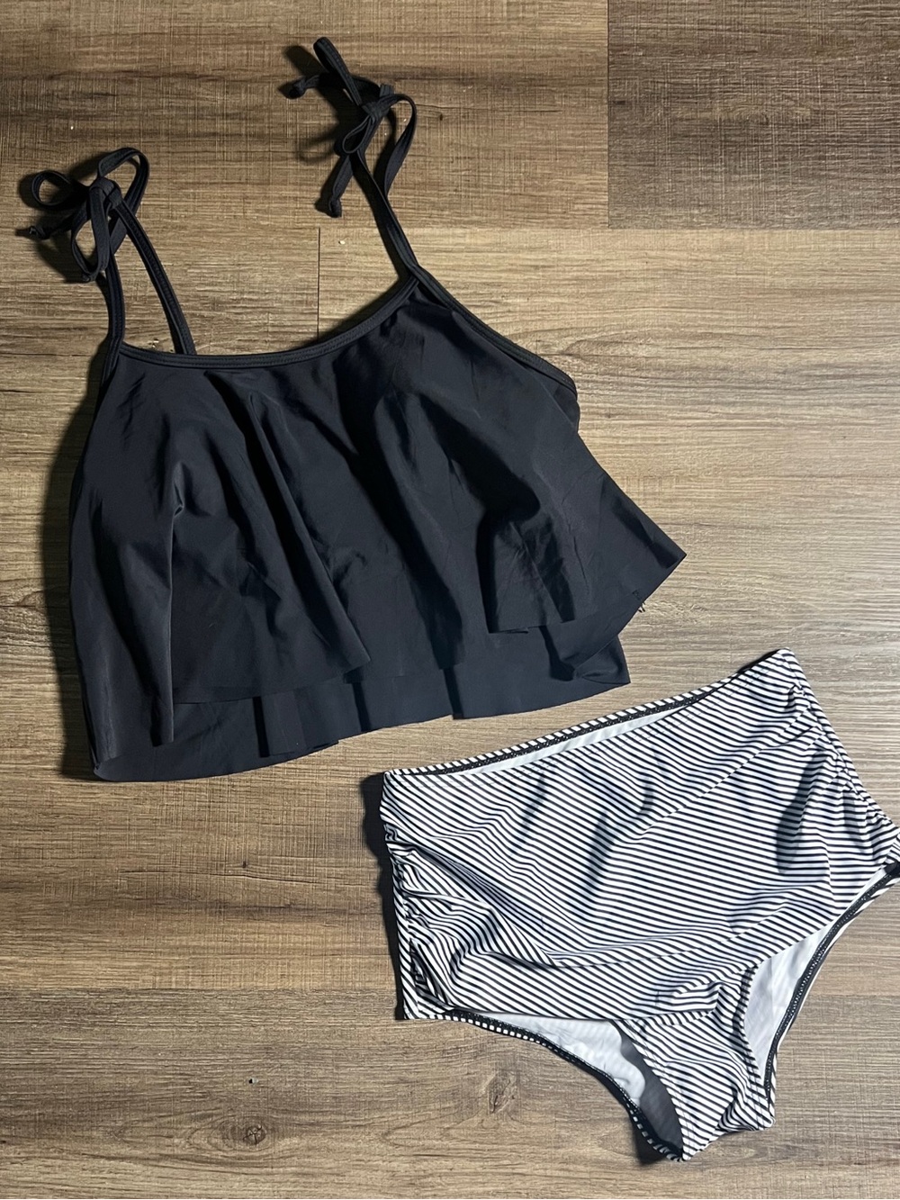 Ruffled Tankini Top With High Waisted Bikini Swim Set